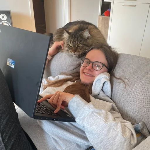 Anastasia with Kuzya at home