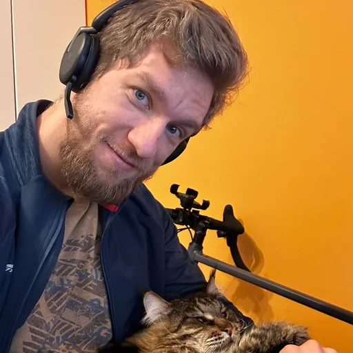 Philipp with Kuzya at home